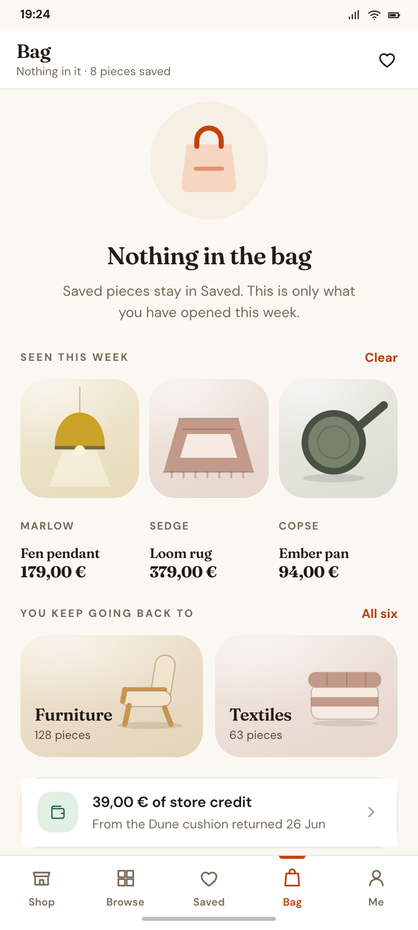 Bag — empty