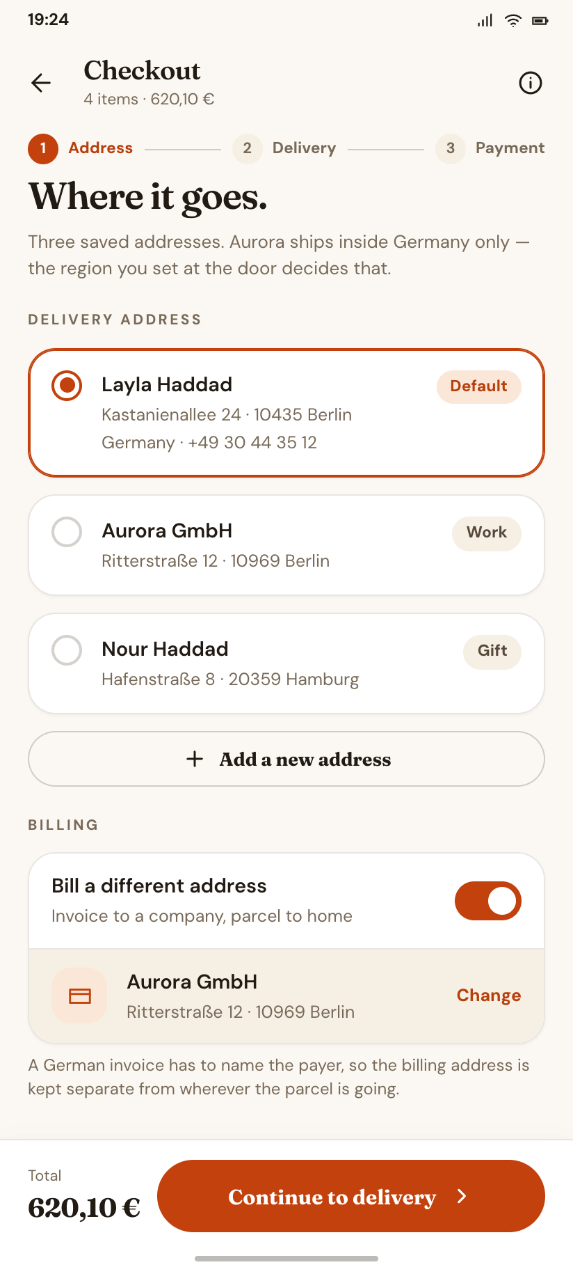 Checkout · Address