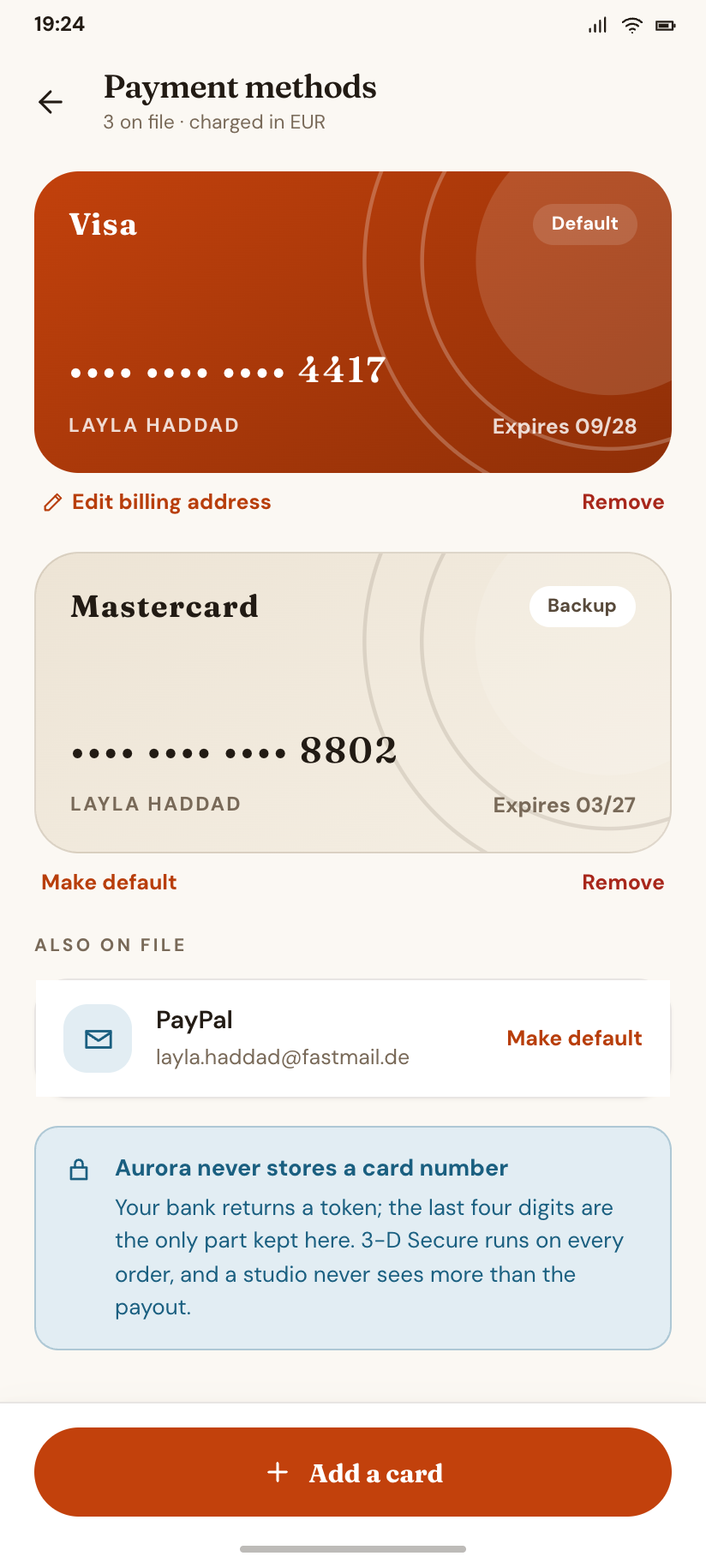 Payment methods
