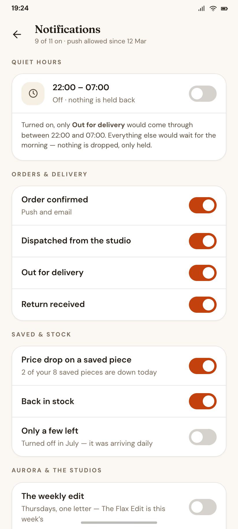 Settings · Notifications