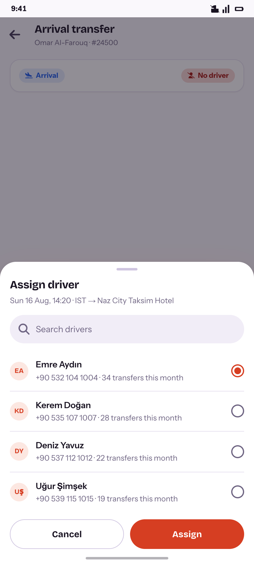 Assign driver