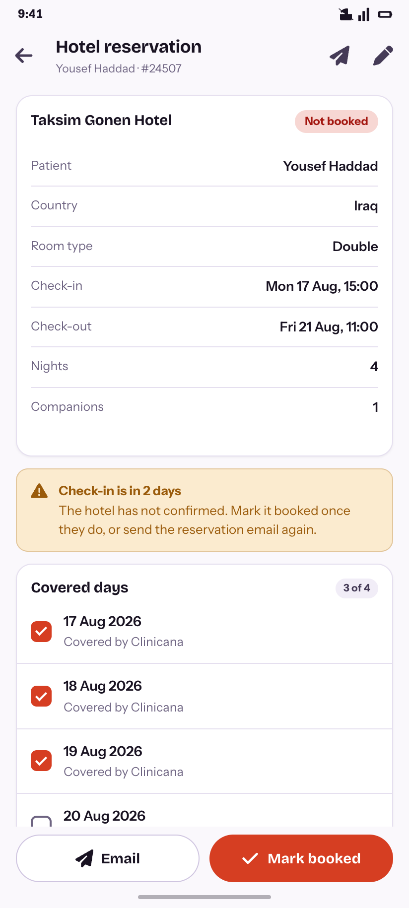Hotel stay