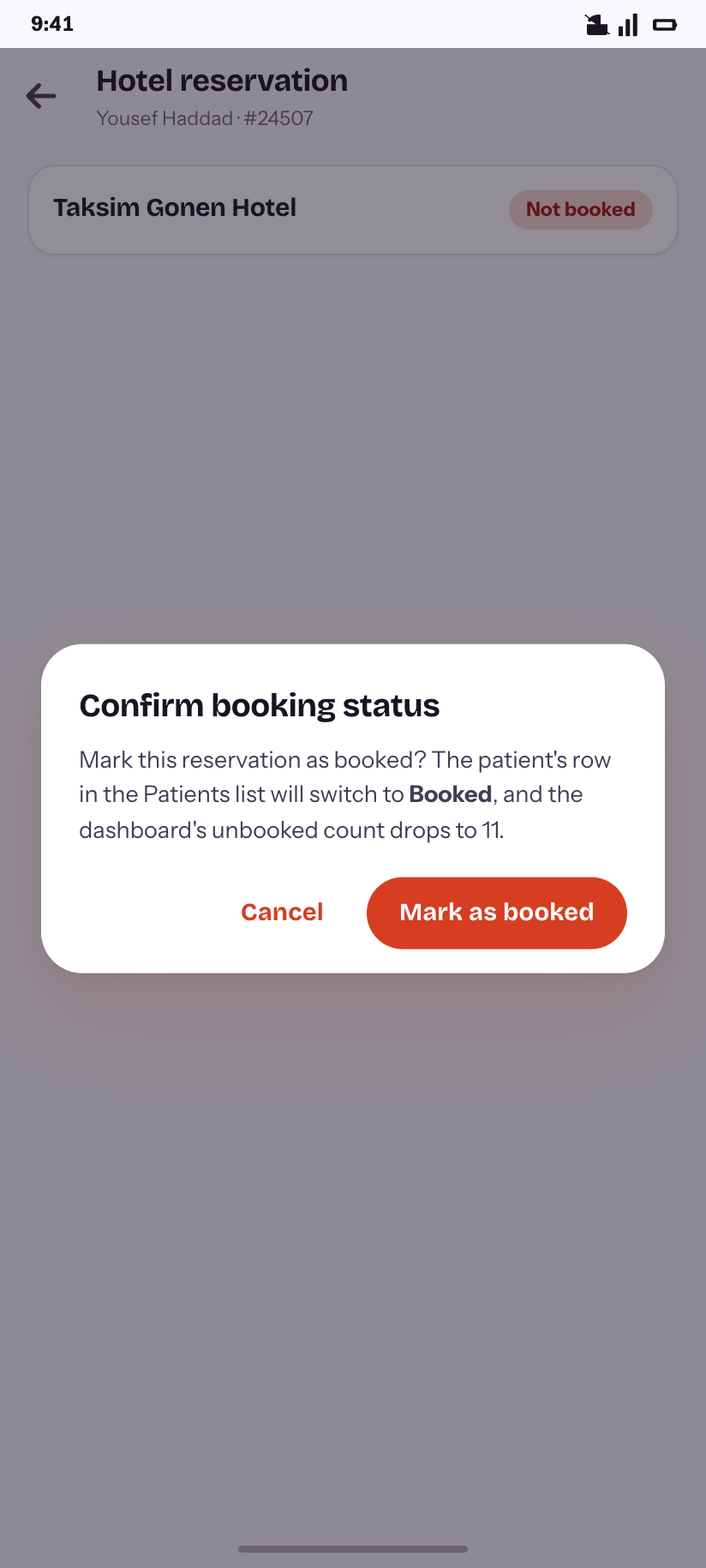 Confirm booking