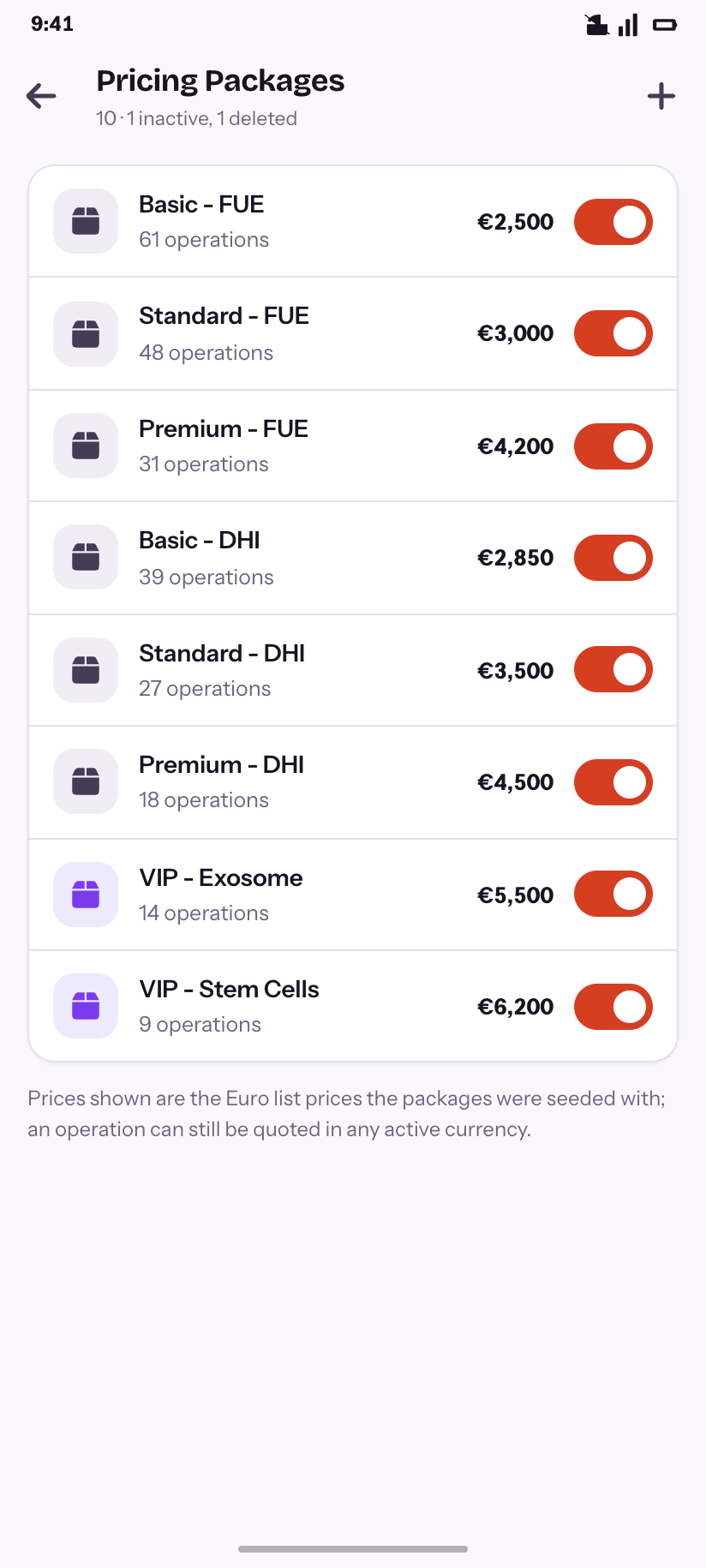 Pricing Packages