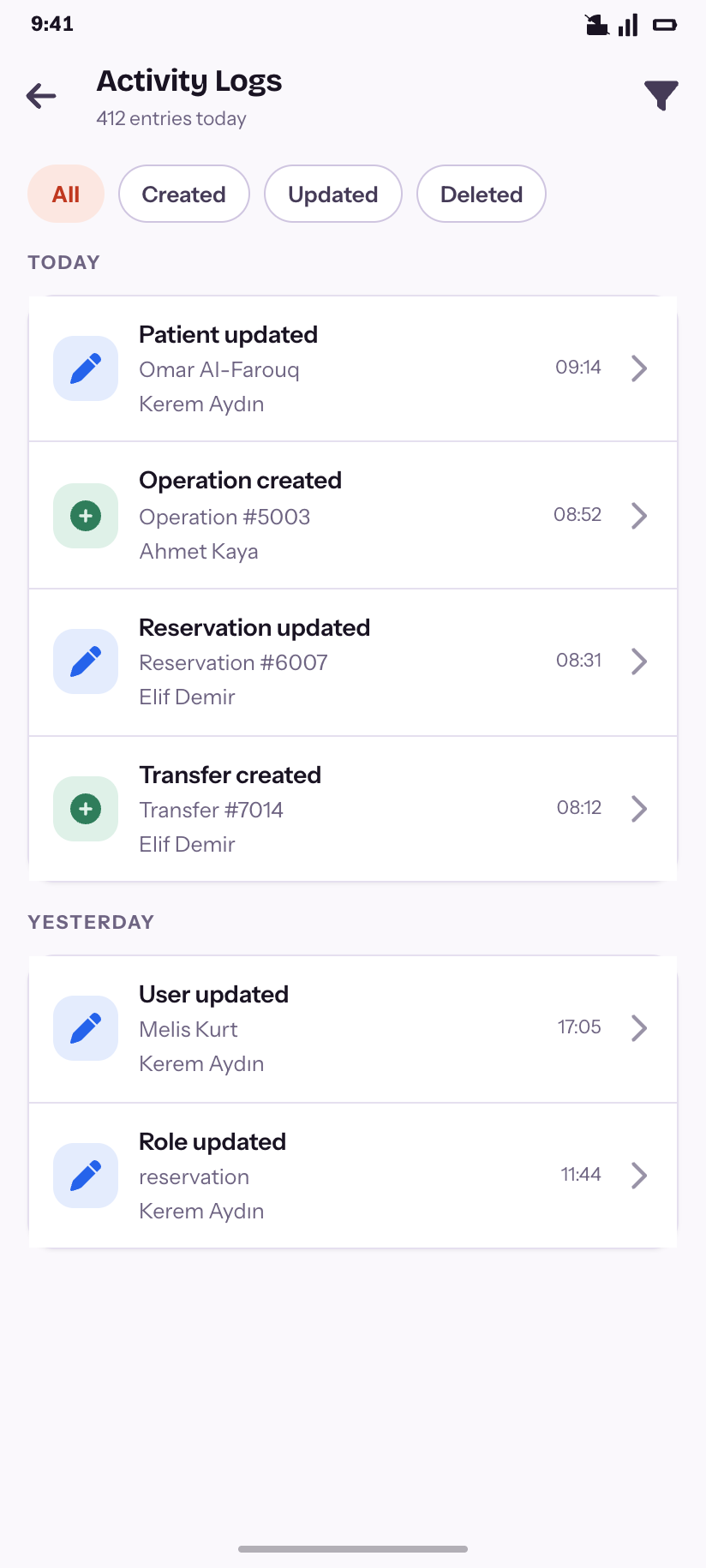 Activity Logs