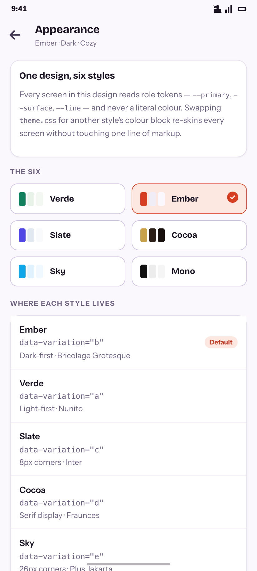 Six styles