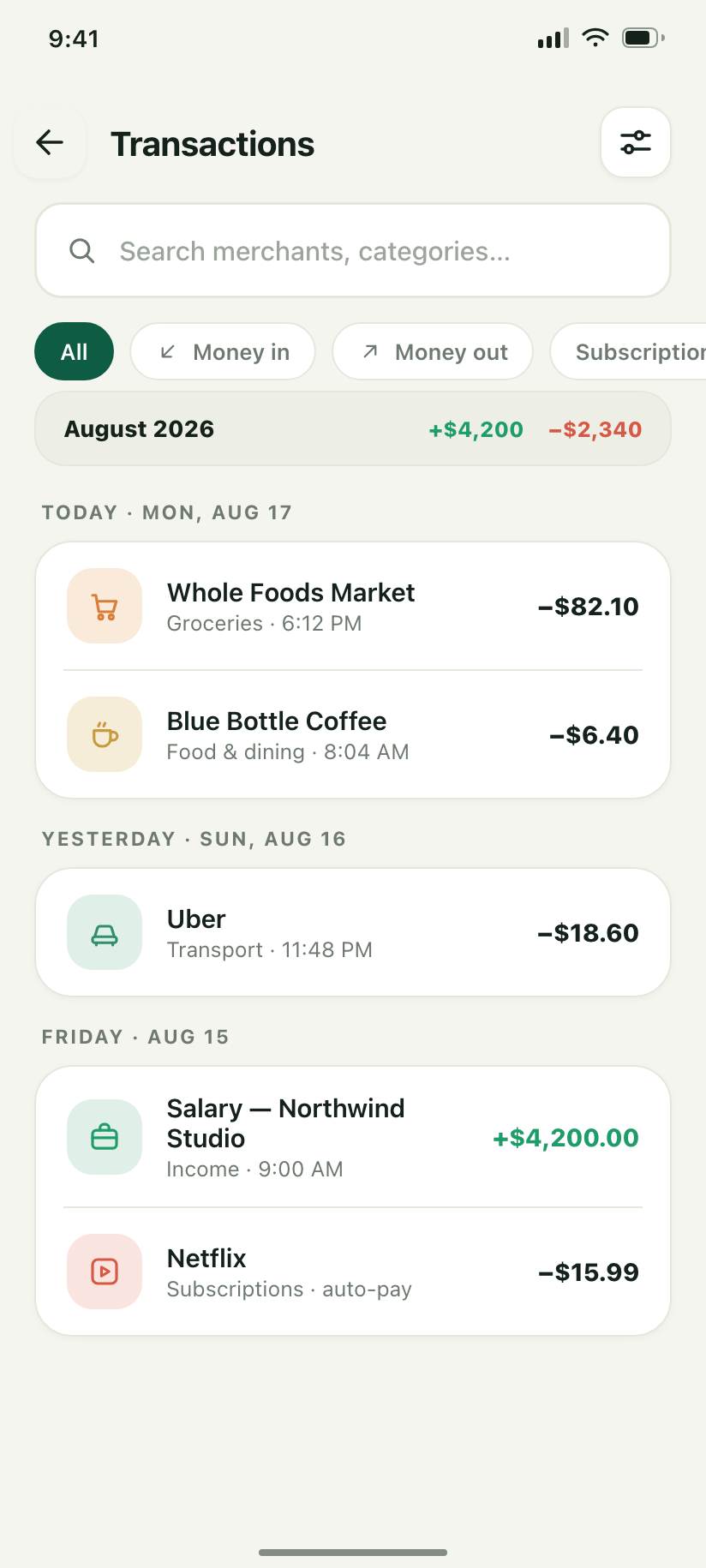 Coinly transactions