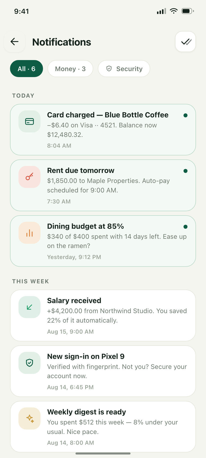 Coinly notifications