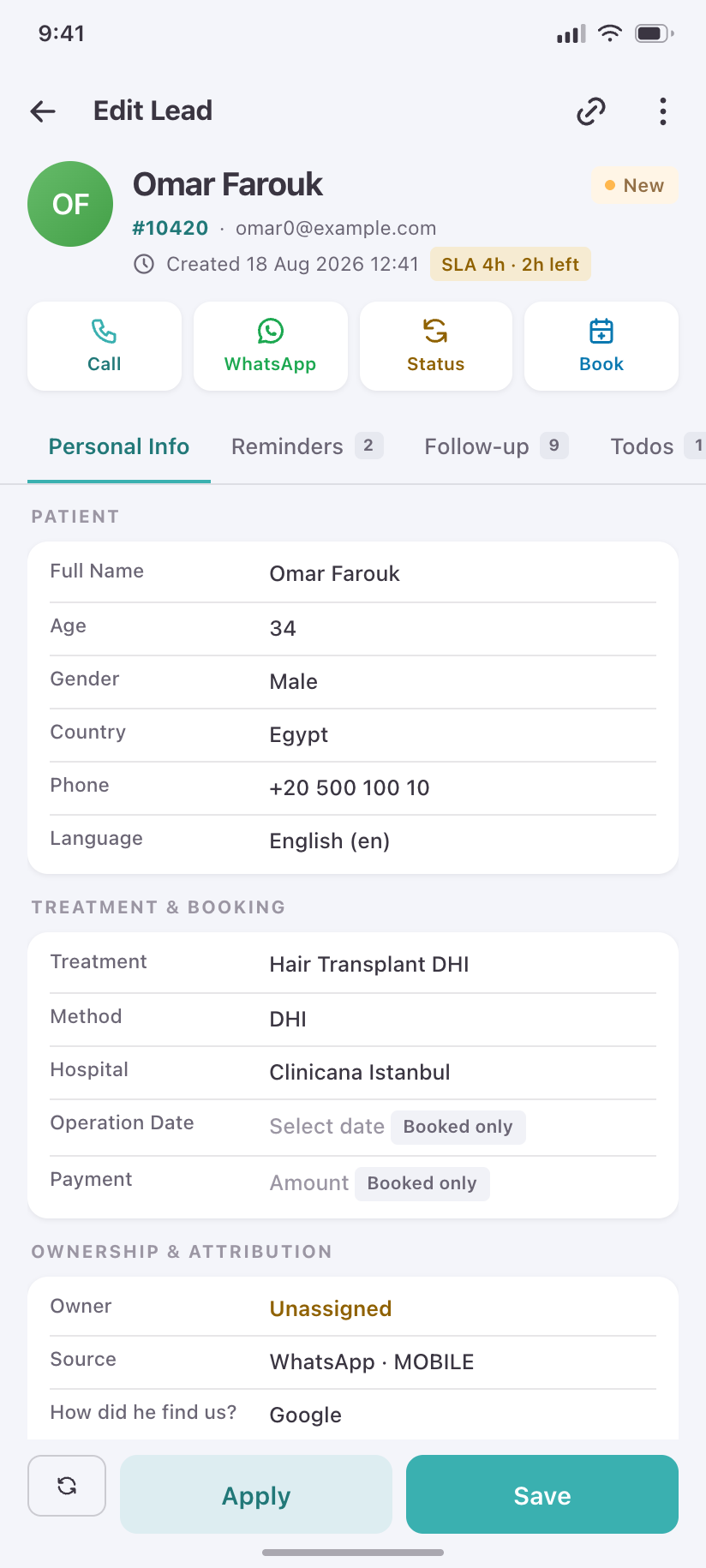 Clinicana CRM preview 3