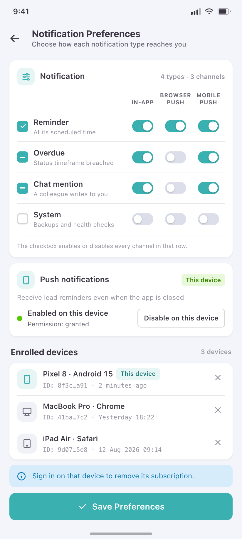 Notification Preferences