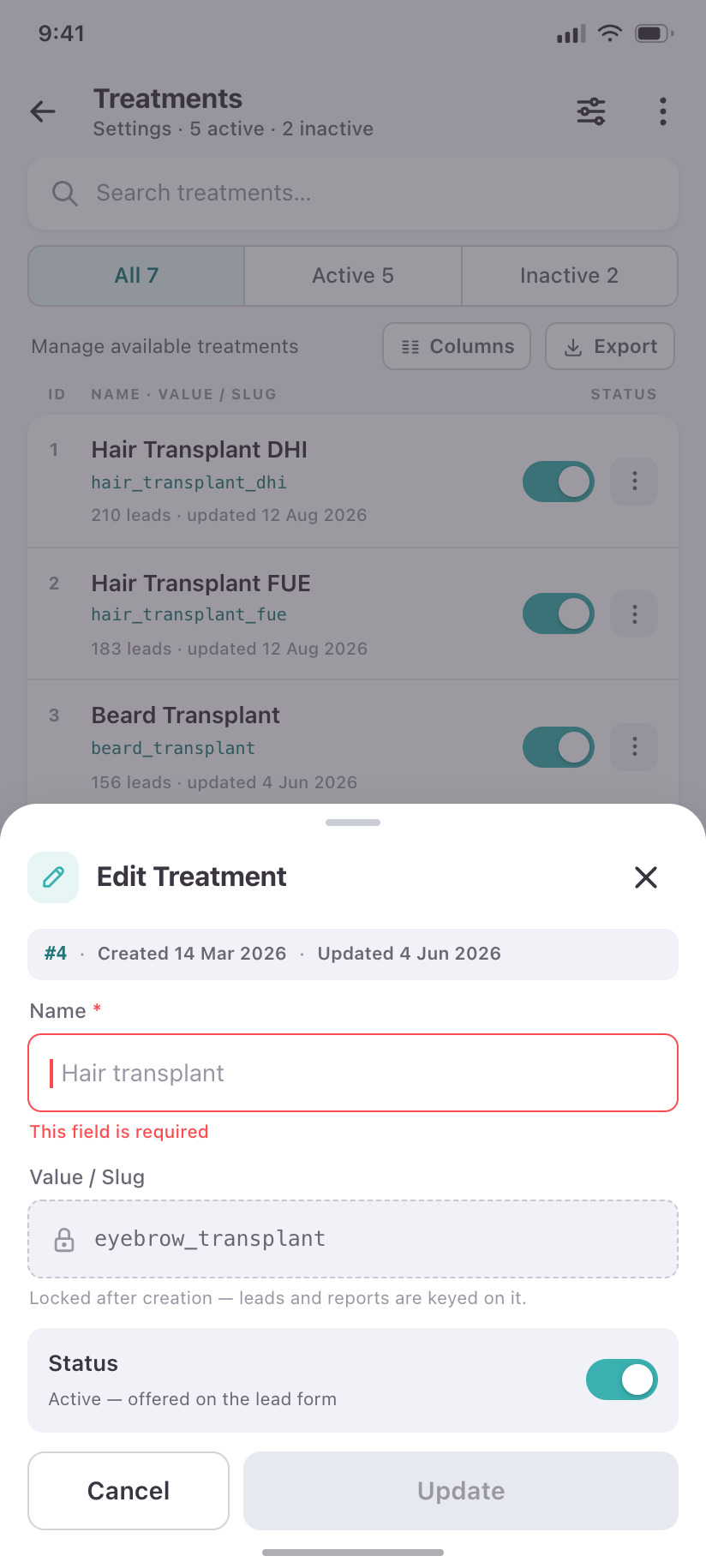 Edit Treatment