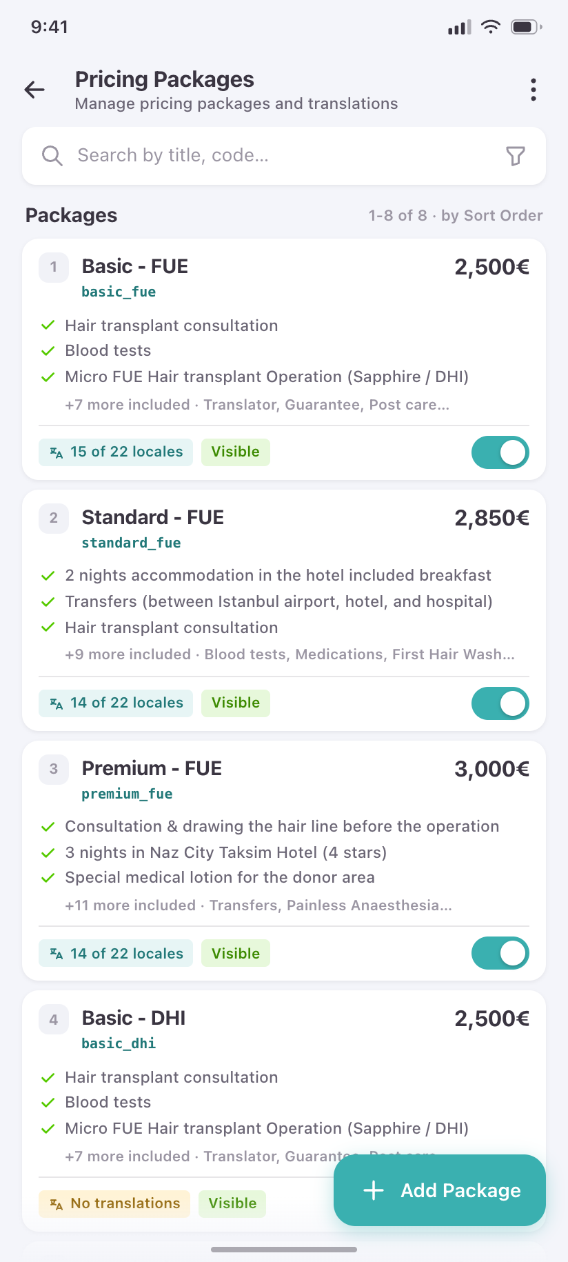 Pricing Packages