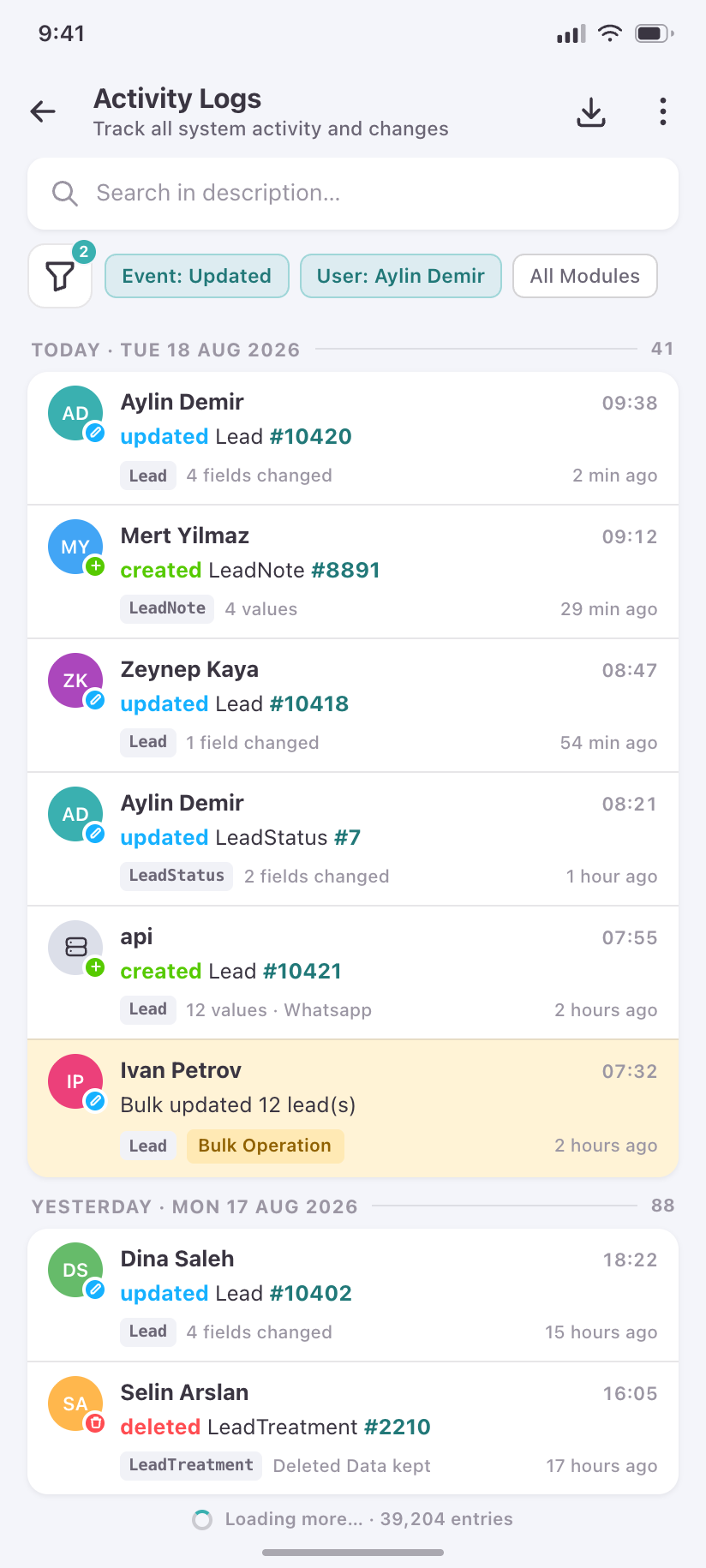 Activity Logs
