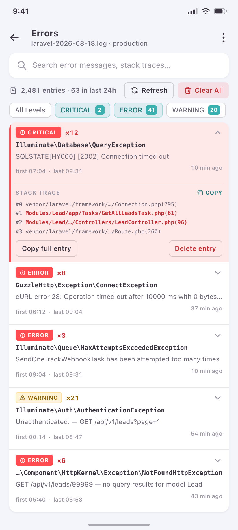 Log Errors