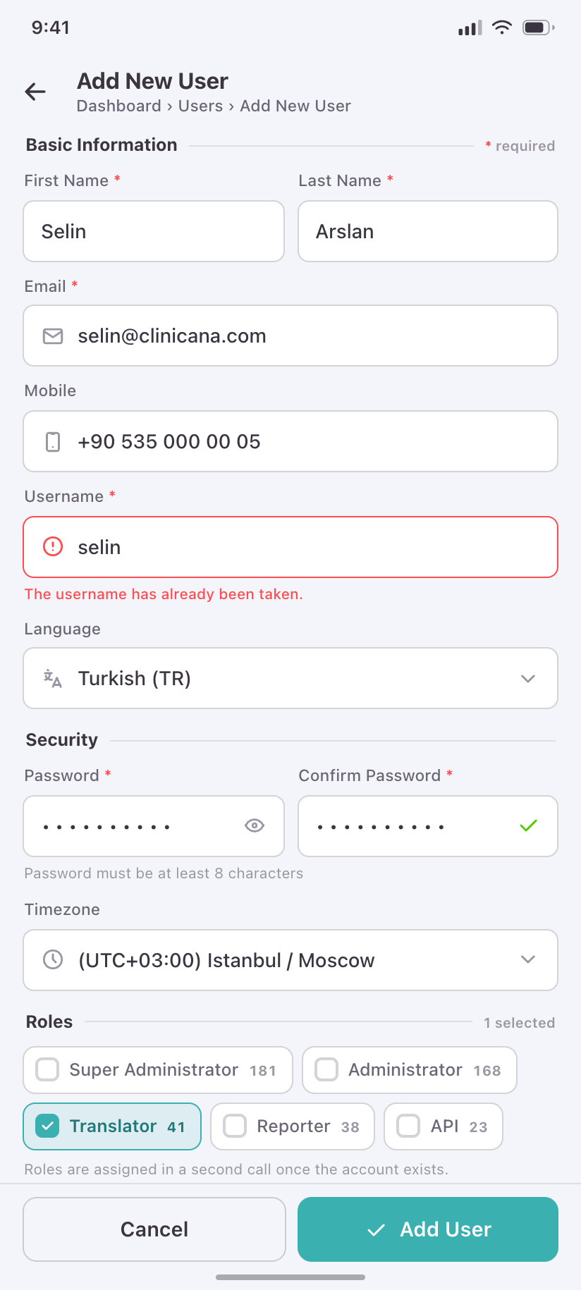 Add New User