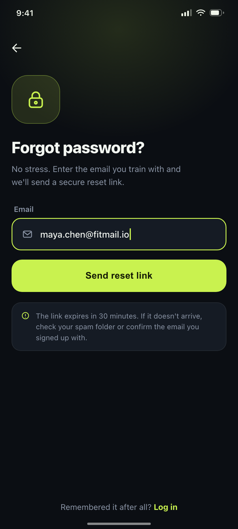 FitPulse forgot password