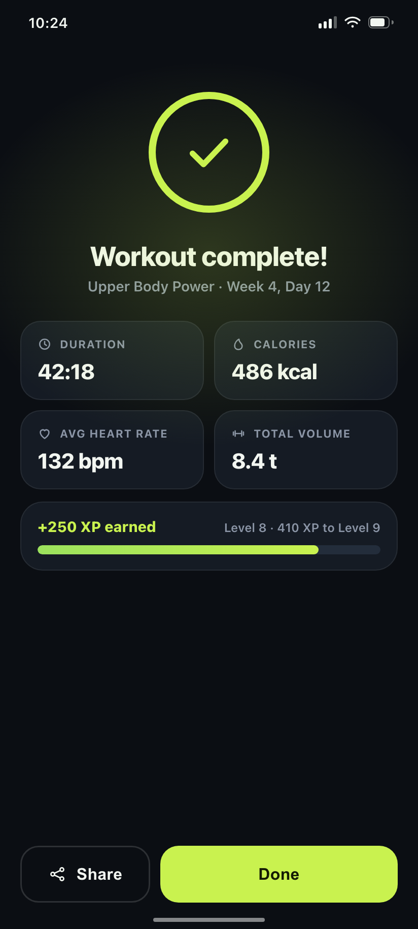 FitPulse workout complete