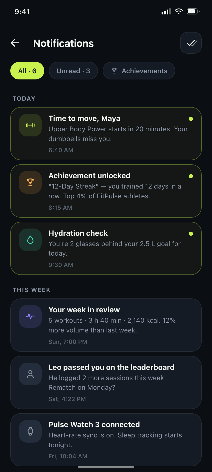 FitPulse notifications