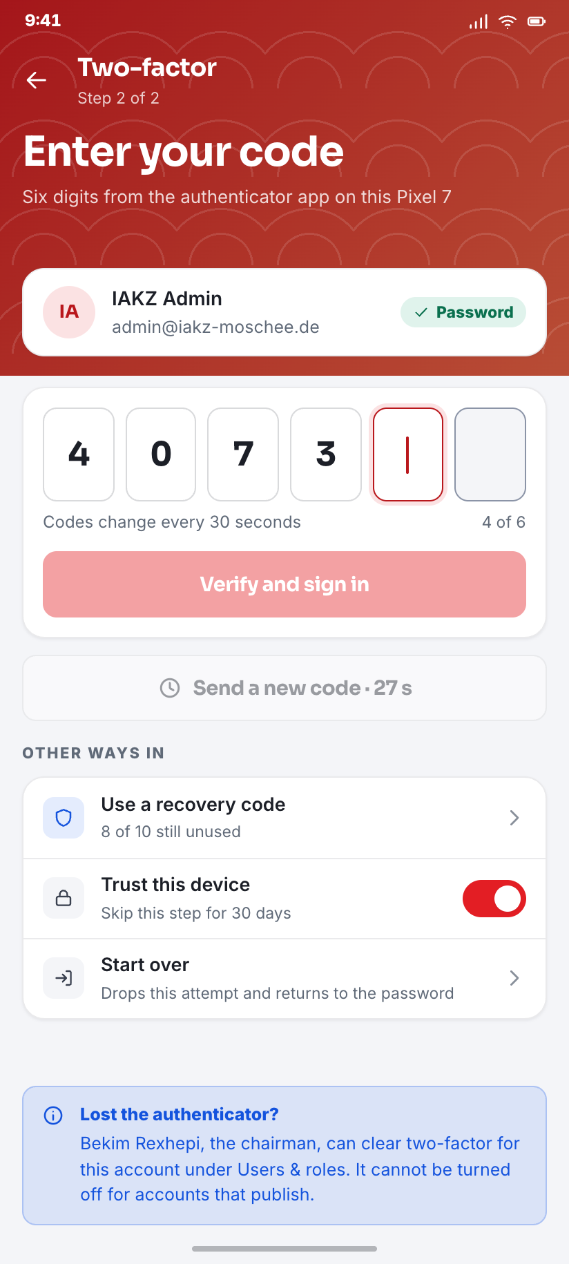 Two-factor code