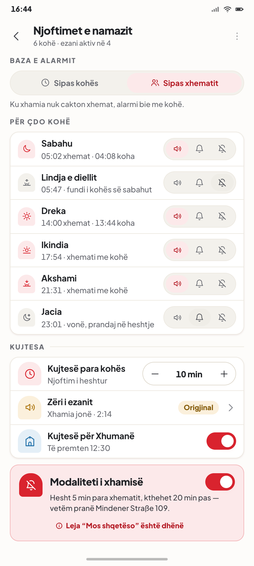 Njoftimet e namazit