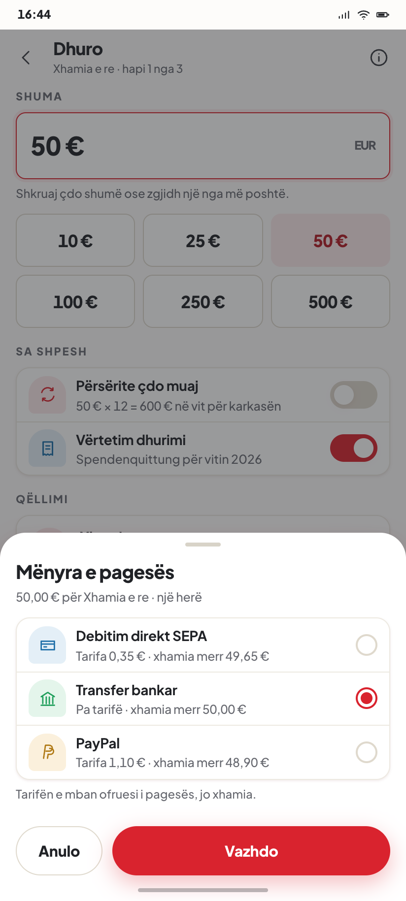 Mënyra e pagesës