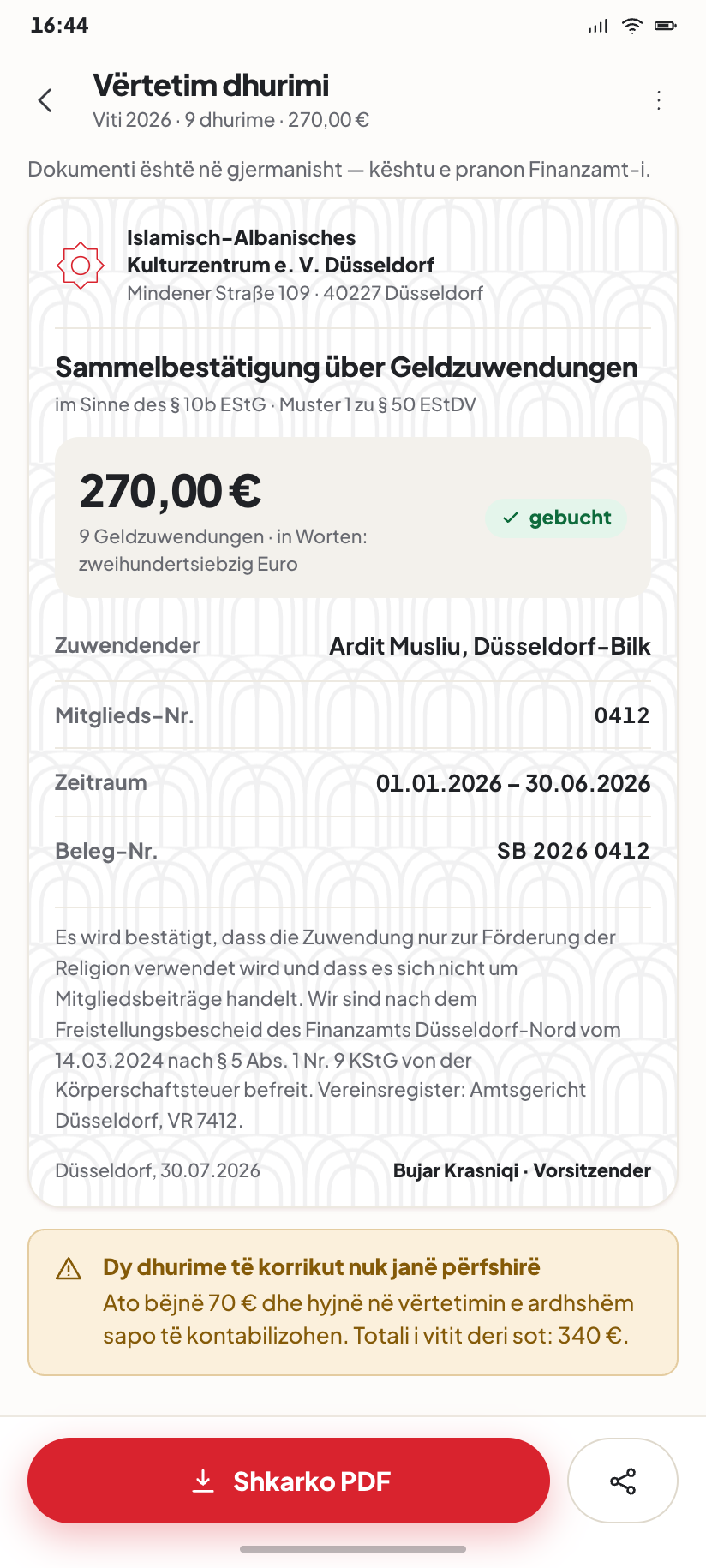 Spendenquittung