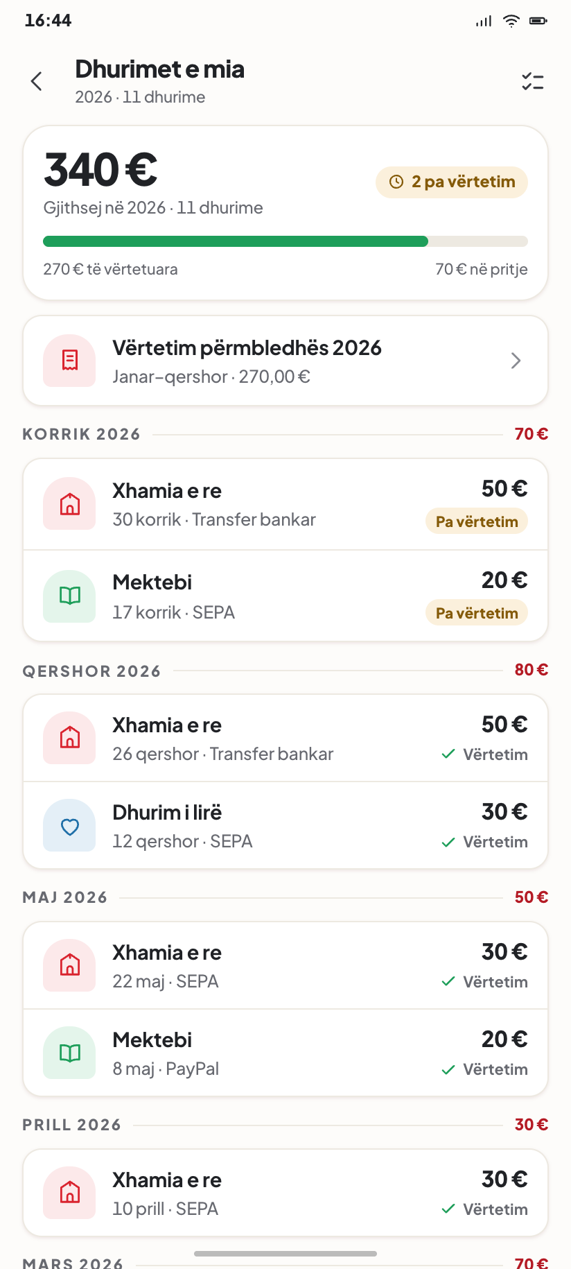 Dhurimet e mia