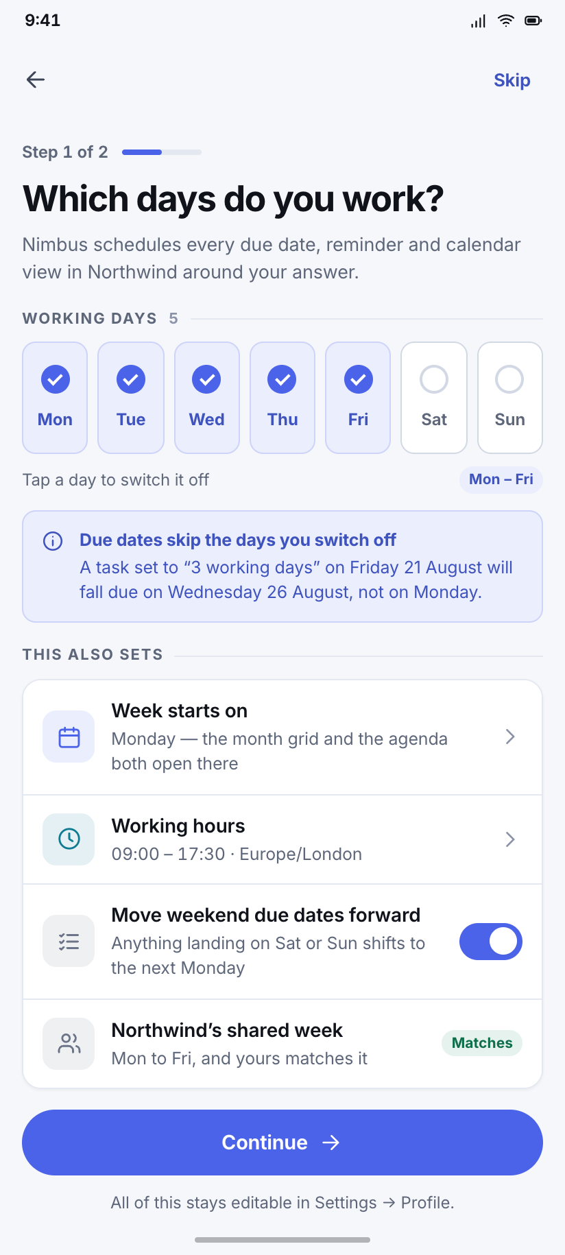 Set up your week