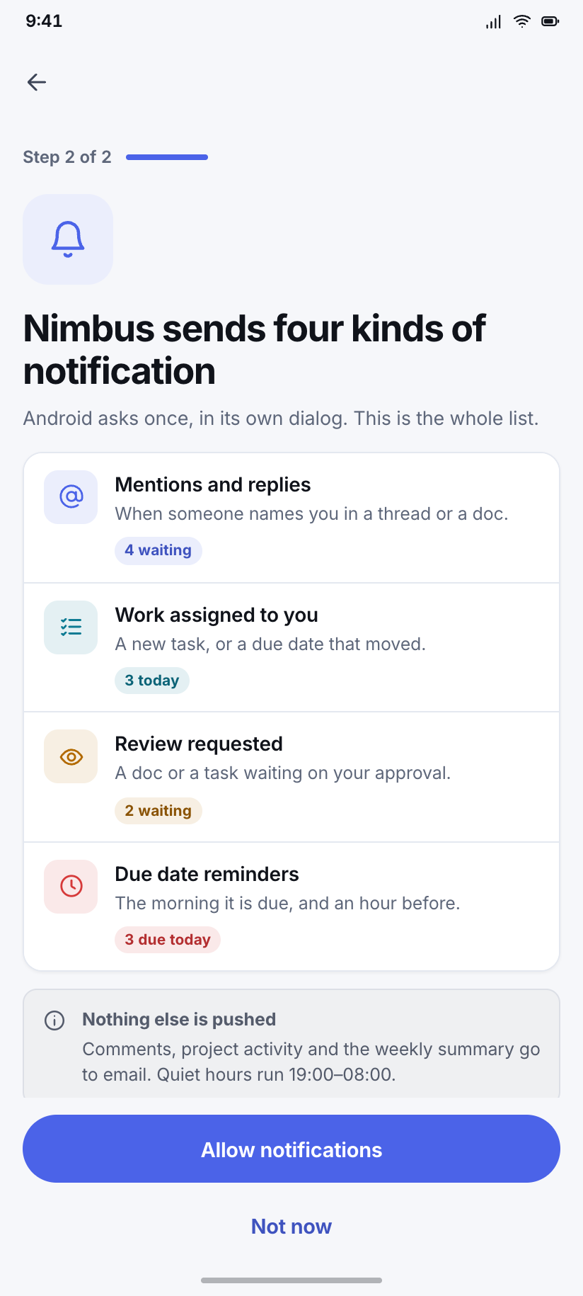 Notifications permission