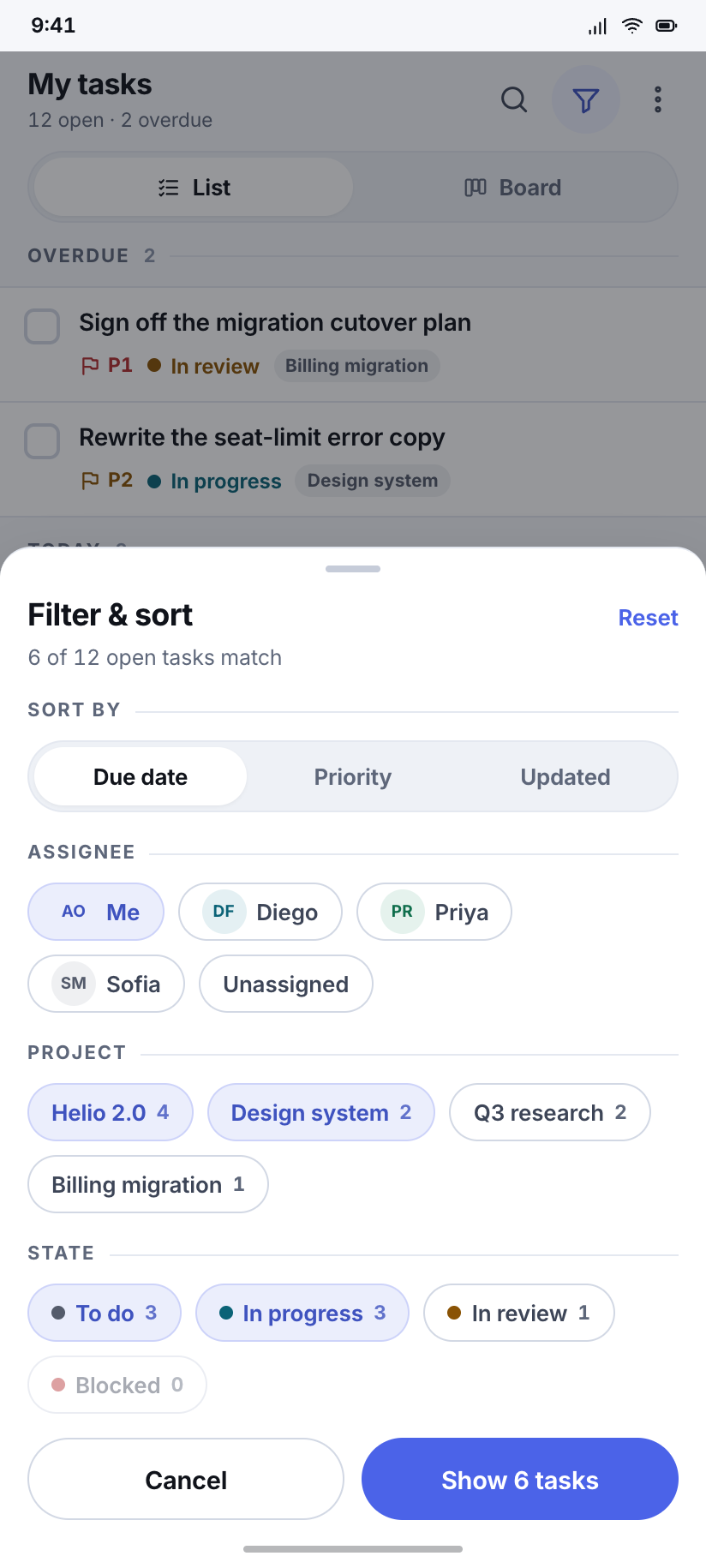 Filter & sort