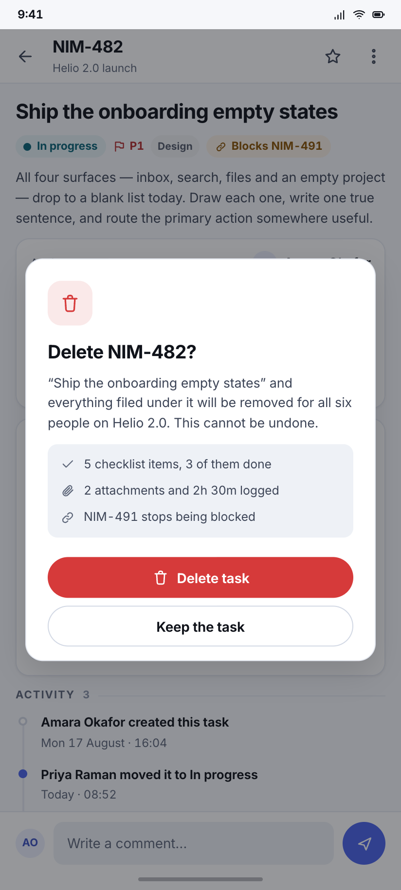 Delete task