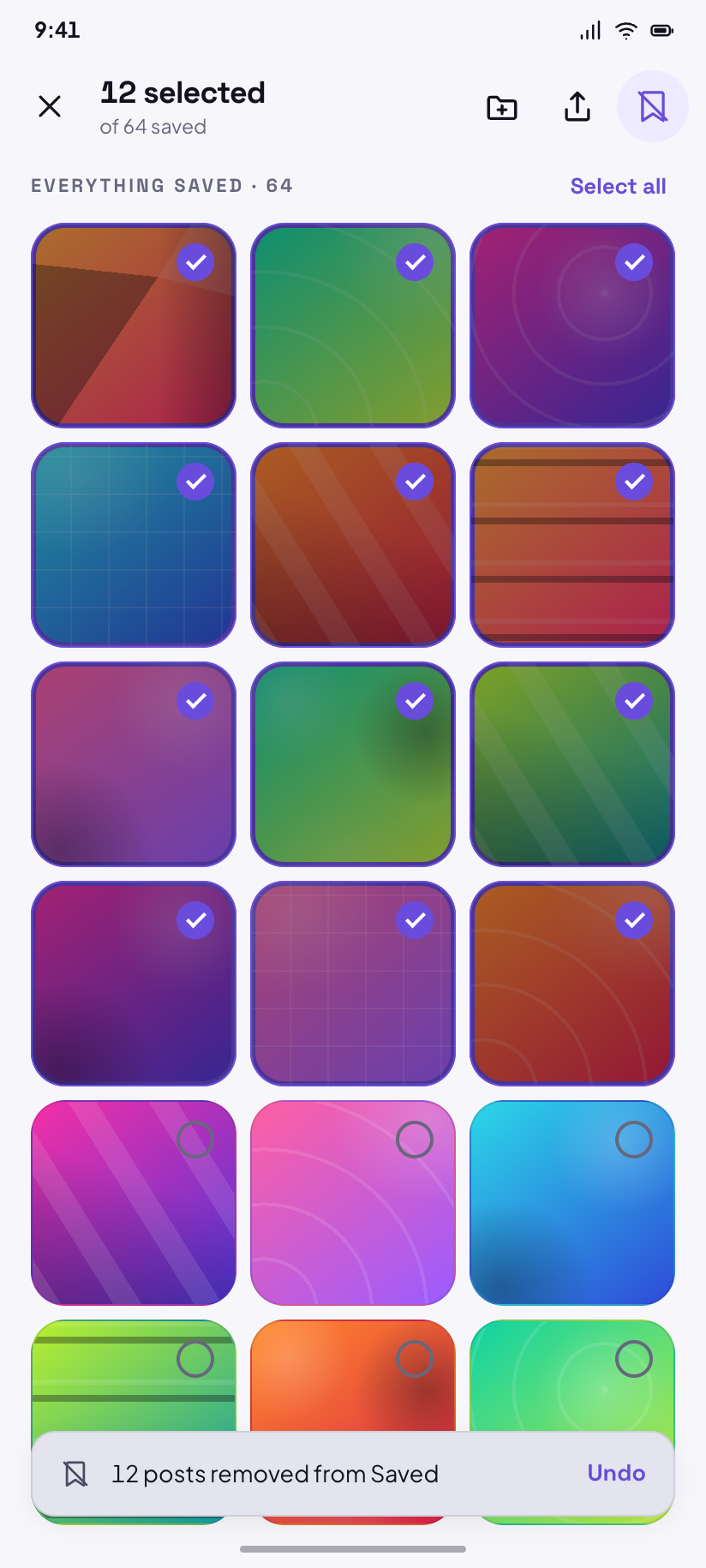 Saved · selection