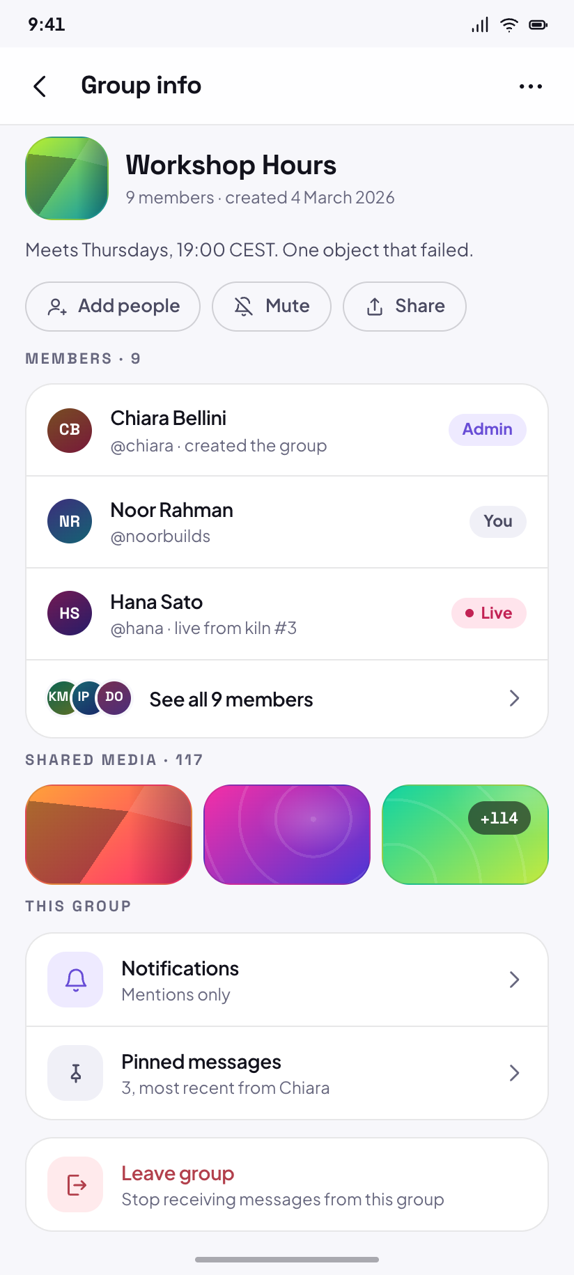 Group info
