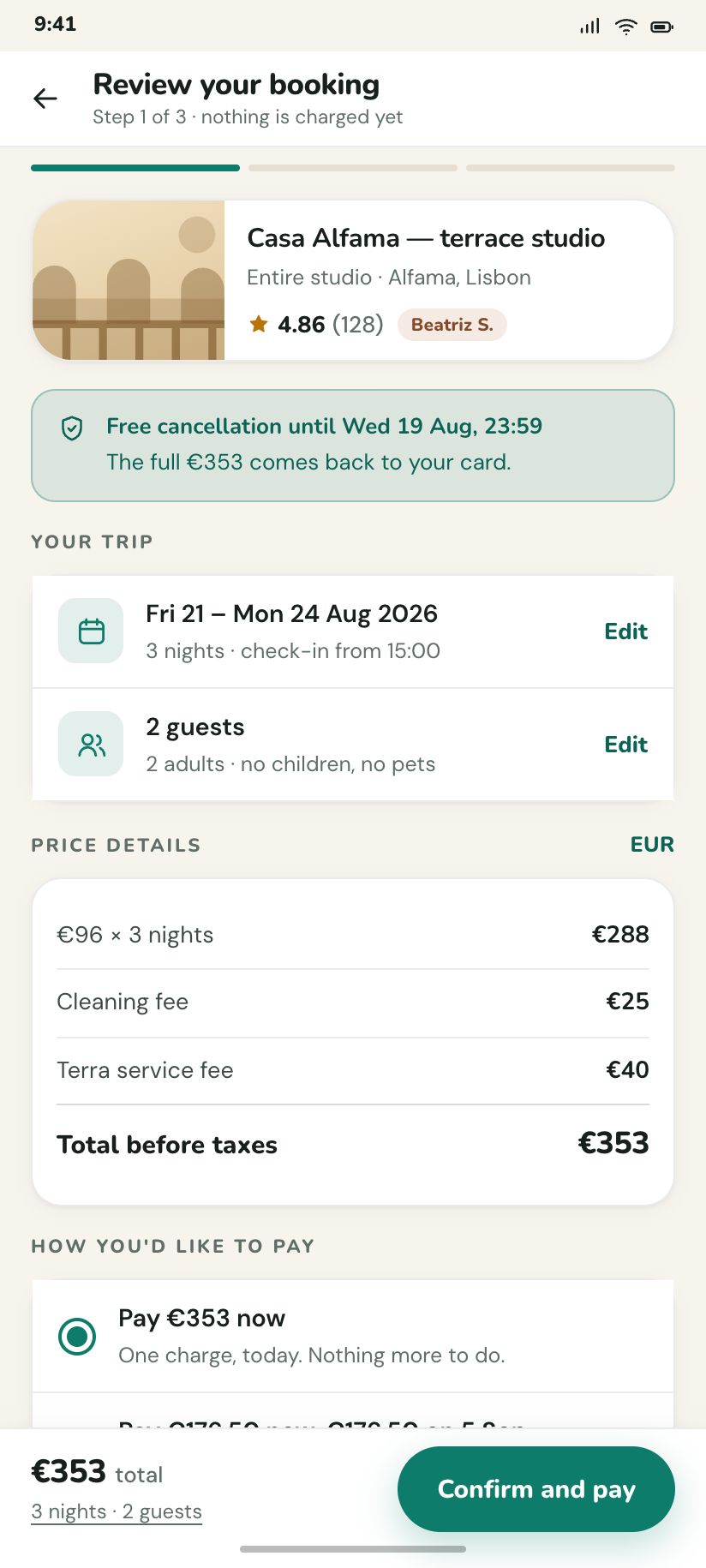 Review your booking